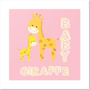 Baby Giraffe and mom Posters and Art